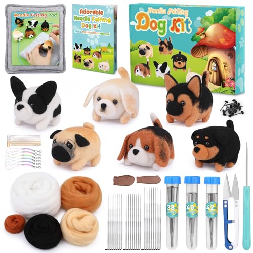 UOOU Felting Kit, 61 Pcs Felting Kits for Beginners Adult with Felting Needles, Wool Roving, Felting...