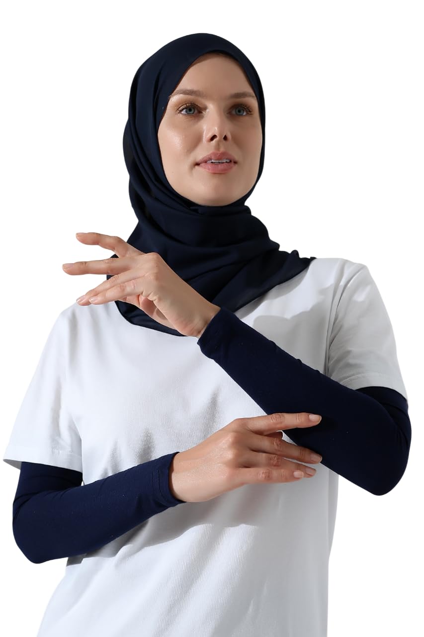 ihvan online, Hijab Sleeves for Women, Muslim Arm Sleeve for Prayer, Women's Soft Stretchy Modest Sleeves to Cover Arms, Navy Blue