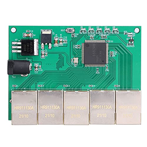Conmutador de 5 puertos Gigabit Ethernet PCB con alimentación DC 5V y luces LED de diagnóstico 6