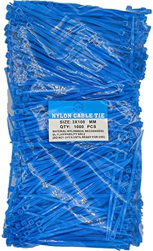 SYD 4 Inch length, 18lb Small size Self Locking Nylon Cable Zip Ties -1000 Piece (Blue)