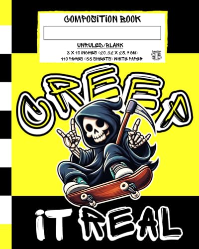 Composition Book Unruled: Creep It Real, Blank Paper, Notebook, Journal, Sketchbook for Pencil, Pen, Colored Pencils, Kids, Teens, Comp Books for Writing, Learning, Fun, 110 Pages Large 8 x 10'