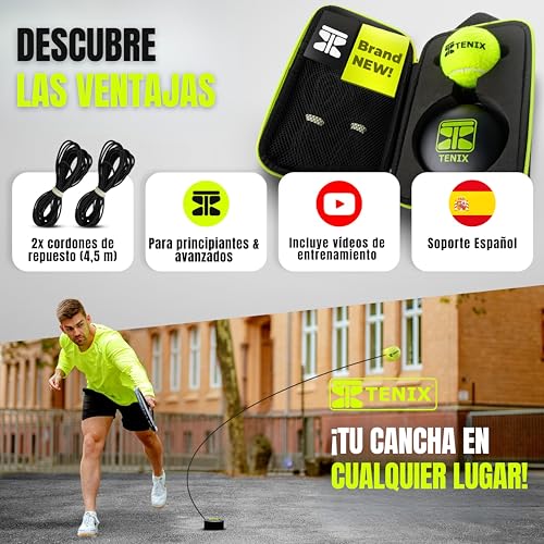 Miniatura 6 de Tenix Entrenador Tenis Con Power-Grip-System Juego Tenis Individual Para Niños Y Adultos Jugar Al Tenis Solo En El Patio, El Parque O La Pista Tu Entrenador De Tenis, Siempre Contigo!