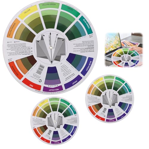 Image of Creative Color Wheels for the Artist, Paint Mixing Guide for Artists Quilters and Makeup Blending, Portable Color Matching Spinner for Watercolor Learning Art Class Teaching (5.5 inch 2pcs+9 inch 1pc)