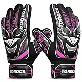 GRIPKNOX Goalkeeper Gloves for Kids & Youth – Soccer Goalie Gloves, Strong Latex Grip, Double Wrist Support & Breathable Mesh – Boys Football Gloves (Pink, 6)