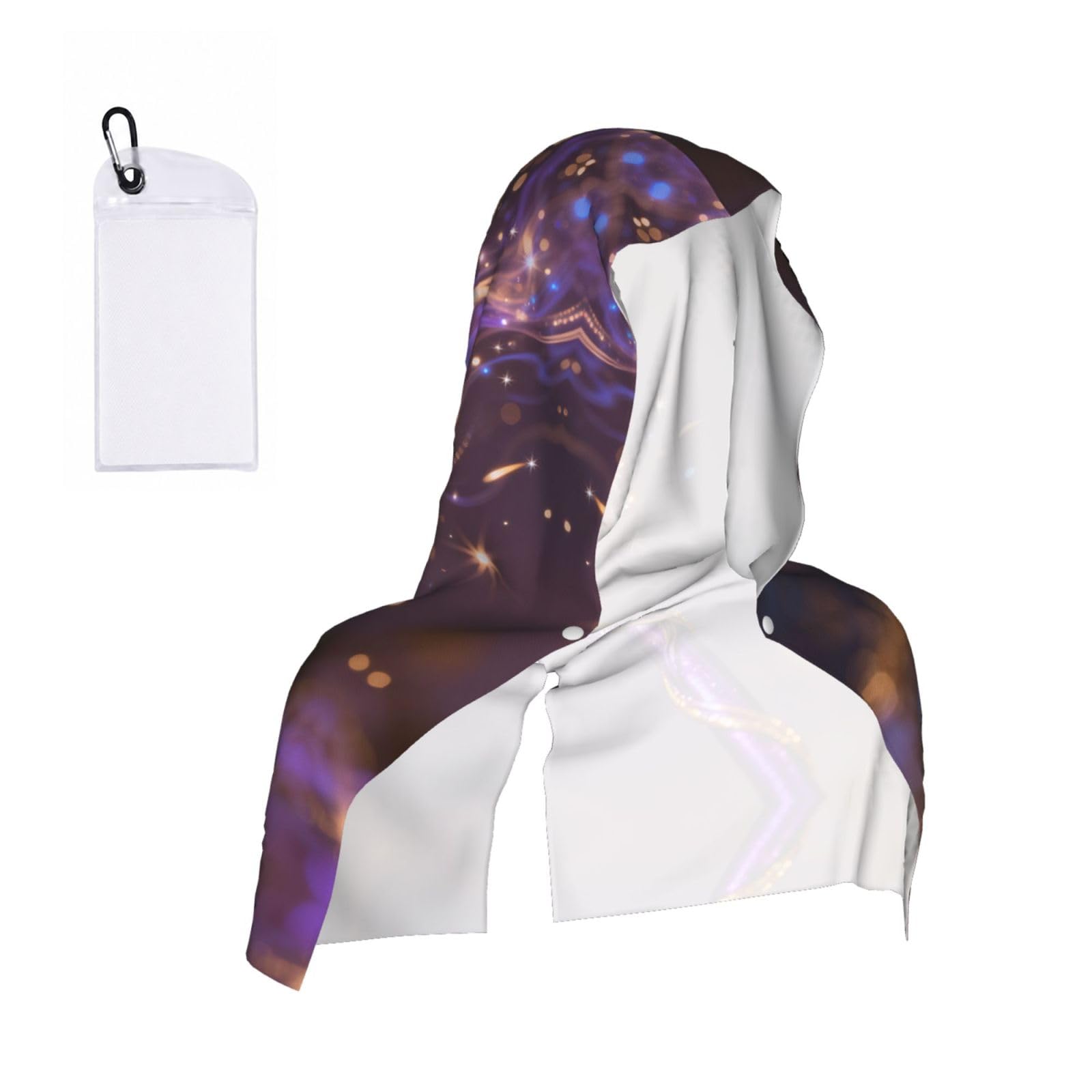 CNTDBU Wizard Wand Sparkle Cooling Towel Hooded-Instant Chill Neck Cover for Sports, UV Cooling Rag for Running Gym