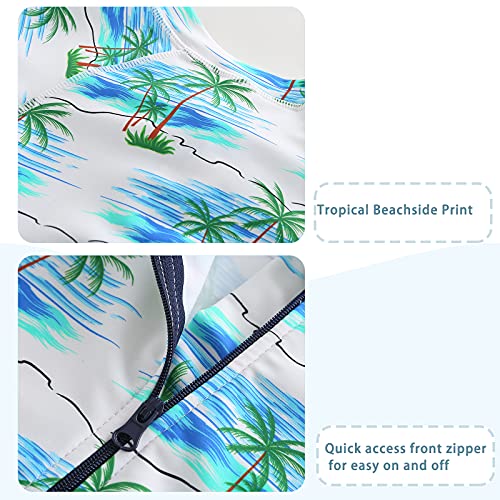 Image of Girls One Piece Swimsuits Long Sleeve Rash Guard for Kids Girls Hawaiian Swim Shirts UPF 50+ Sun Protection
