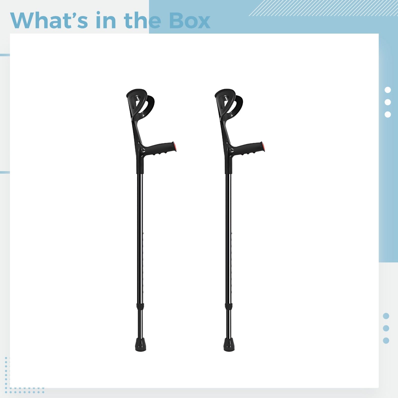 2 muletas de antebrazo para adultos, muletas ajustables de aluminio para caminar, muletas ergonómicas para codo, ligeras, 10 ajustes de altura, 118 cm, color negro, paquete doble