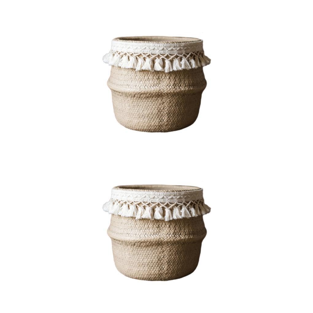 2 Set di Cesto in Vimini in Tessuto Traspirante Soluzione di stoccaggio Funzionale e Decorativa per Il Ministero degli Interni o Il Giardino del Balcone Tipo 4