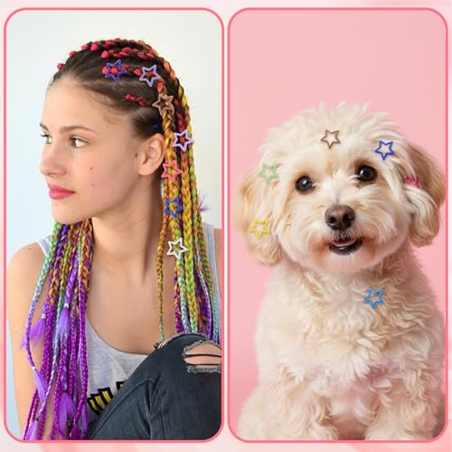 60 pinzas de cabello estrellas brillantes multicolor miniatura 4