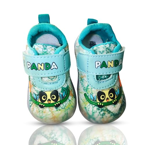 - Panda Kids Light Up Sneakers, Turquoise Tie Dye Pattern, Comfortable, LED Flashing Shoes with Velcro Straps, Bamboo Design4