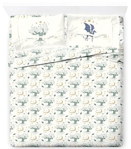 Jay Franco Kids Sheet Set with Fitted Flat Sheets & Pillow Cover - Ultra-Soft Bedding with Pillowcase for Room Decor White - Harry Potter 4 Piece Full