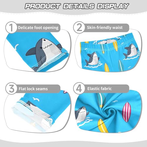 ALAZA Girls' Leggings Children's Yoga Pants Skinny Printed Dance Shark Surfboard Comfortable 4T2