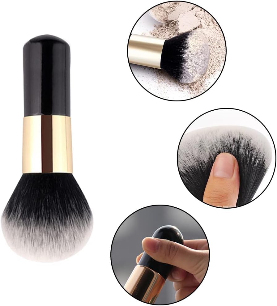 Crizer Powder Makeup Brush, Professional Flat Kabuki Cosmetic Brush, Single Handle Large Blush Brush Soft Face Mineral Powder Foundation Brush Face Brush for Blending Liquid Make Up 4