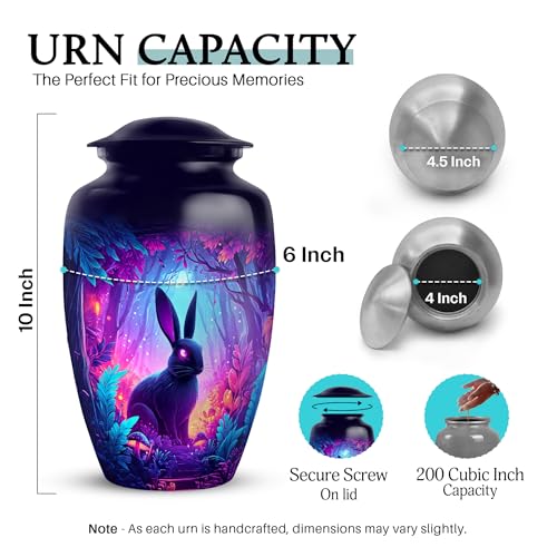Image of Rabbit Urn - Small Keepsake Urn - Combo 3 - Large with 3 Inch Pack of 4 - Memorial Keepsakes for Ashes - Funeral Ash Urns Large - Memorial for Human Remains Mom & Dad