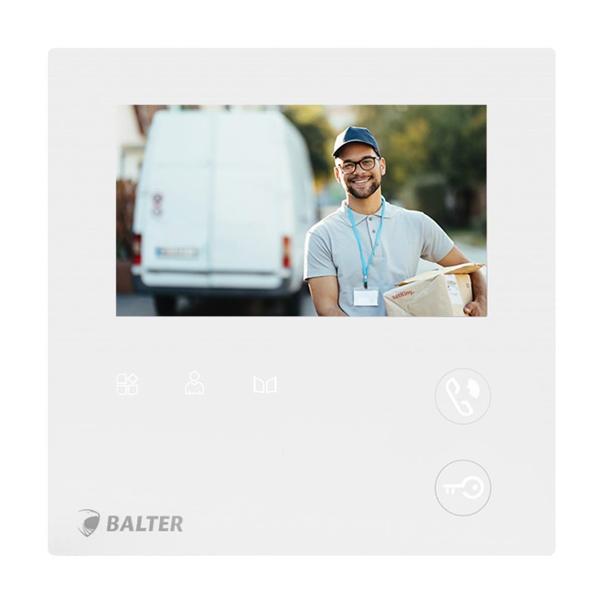 Balter EVO Mini 4.3" Monitor für Video Türsprechanlage mit Kamera und Klingel, 2-Draht Kompakt Zusatzmonitor Weiß mit LCD Farb-Display und Interkom Funktion für Video Türklingel
