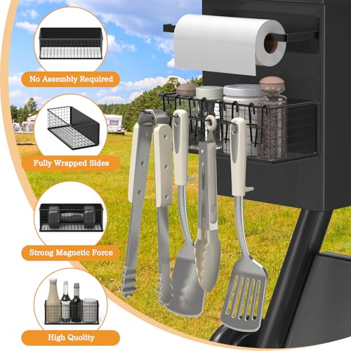 Image of 1 Pack Magnetic Storage Bin with Paper Towel Holder for Traeger Smoker Grills, Compatible with Ironwood 885, Pro Series 34,22, Pro D2 575, Pro 780, Ironwood 650, Pit boss and Z-Grills