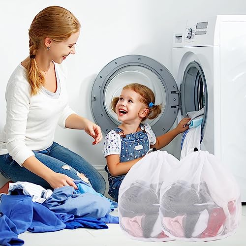 2 Stück Wäschesack,40 x 50 cm Mesh Wäschenetz für Waschmaschine Wäschebeutel für Waschmaschine Wäschesäcke mit Kordelzug für Babykleidung,Bluse,Unterwäsche,BH,Socken usw