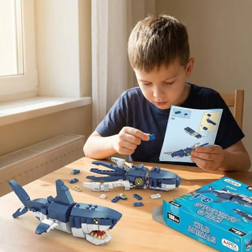 Image of APEX 188 PCS 3-in-1 Ocean Animal Building Blocks Toys for Kids | Squid, Shark & Seahorse Brick Set | STEM Educational Learning Blocks, Birthday Gift for Boys & Girls Age 6+