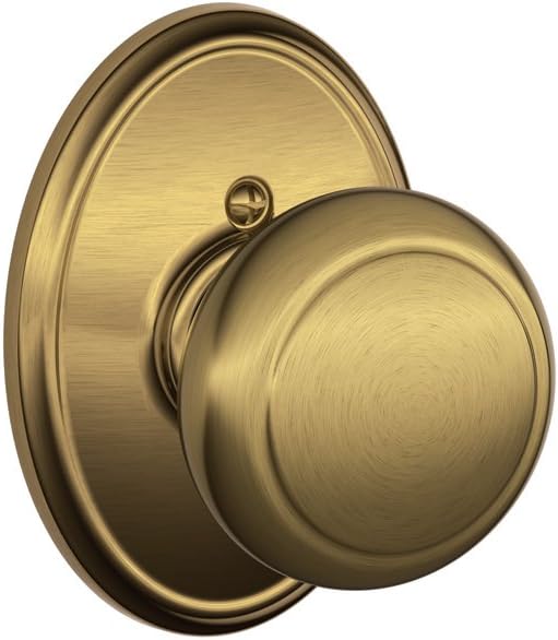 Andover Knob with Wakefield Trim Non-Turning Lock, Antique Brass (F170 AND 609 WKF)