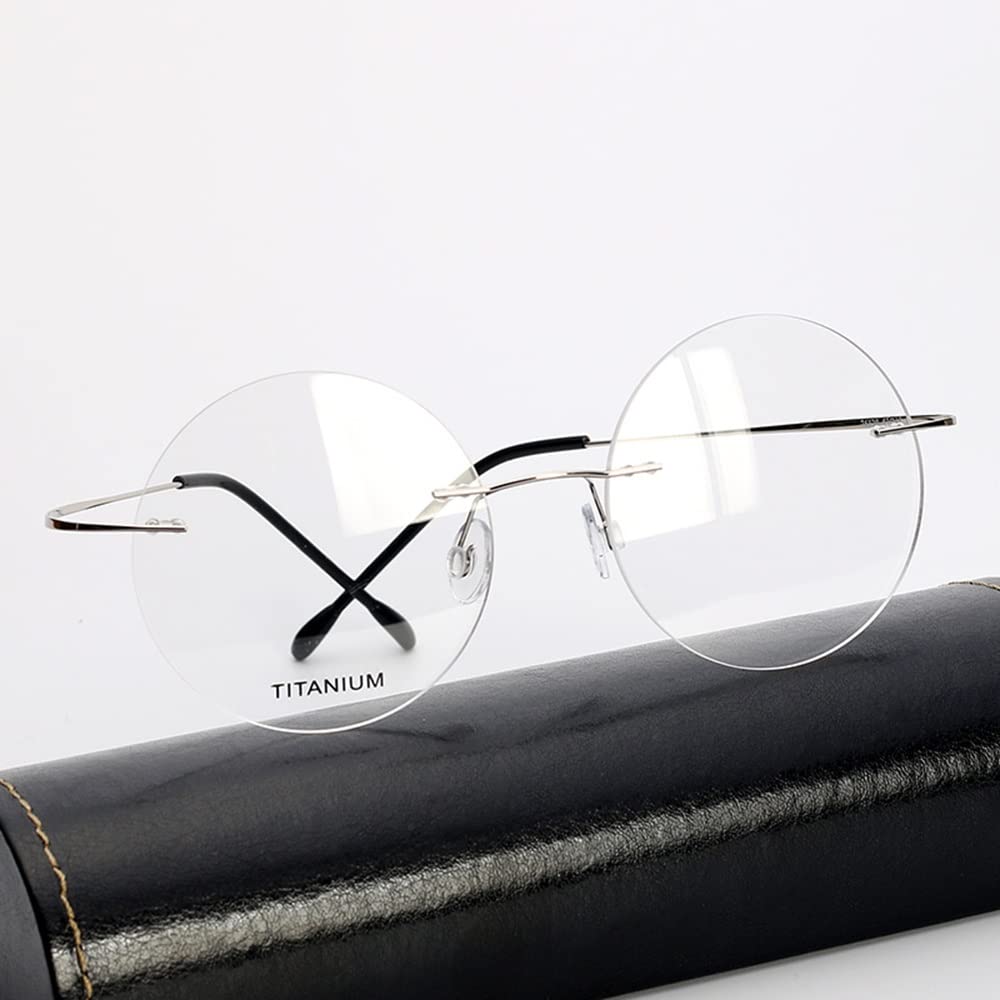 Gafas De Lectura Multifocales Progresivas Sin Marco Retro Gafas Presbicia Redondo Marco Lectores para Hombres Mujeres Gafas De Ordenador，1.0 2.0 (Color : Silver, Size : 2.0X)