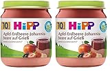 HiPP Bio Dessert Apfel-Erdbeere-Johannisbeere auf Grieß, 6 x 200g (Packung mit 2)
