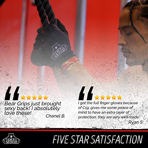 Bear Grips Workout Gloves, Full Finger Weight Lifting Gloves, Premium Gym Gloves for Men