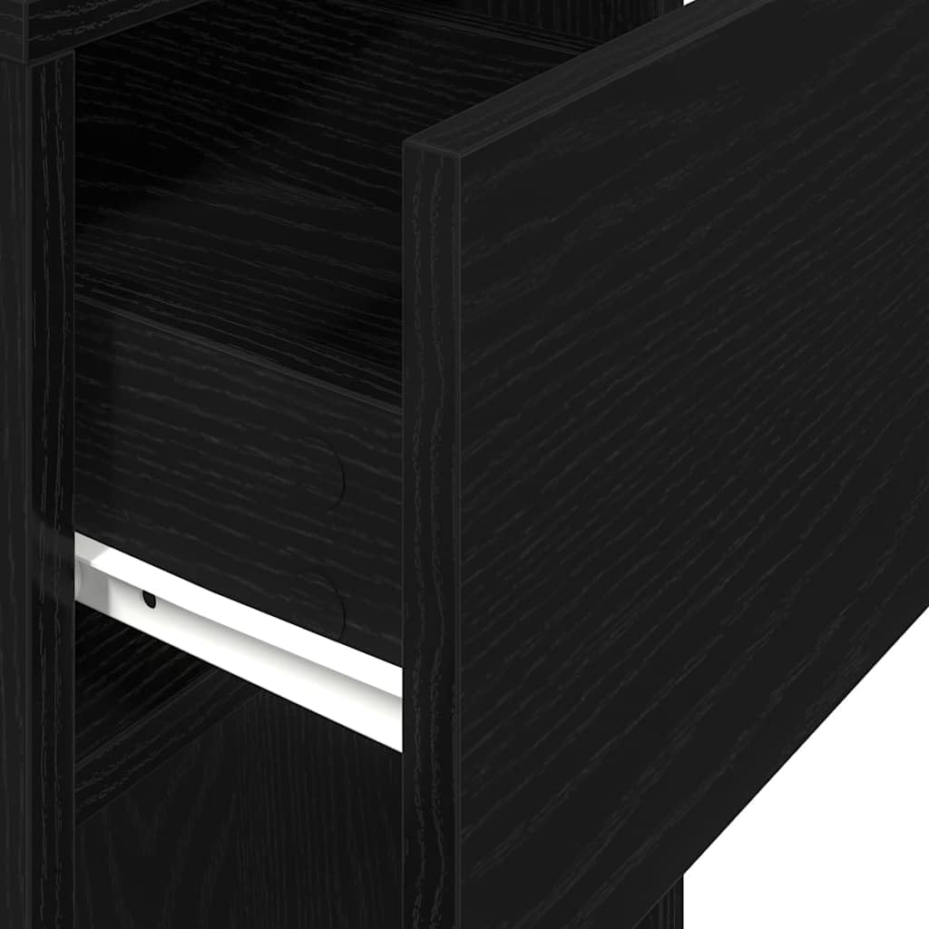 Armoire d'ordinateur avec tiroir - Noir - 30 x 44 x 74 cm - Armoire de rangement pour boîtier PC - Organiseur de bureau avec compartiment de rangement et tiroir pratique pour câbles et