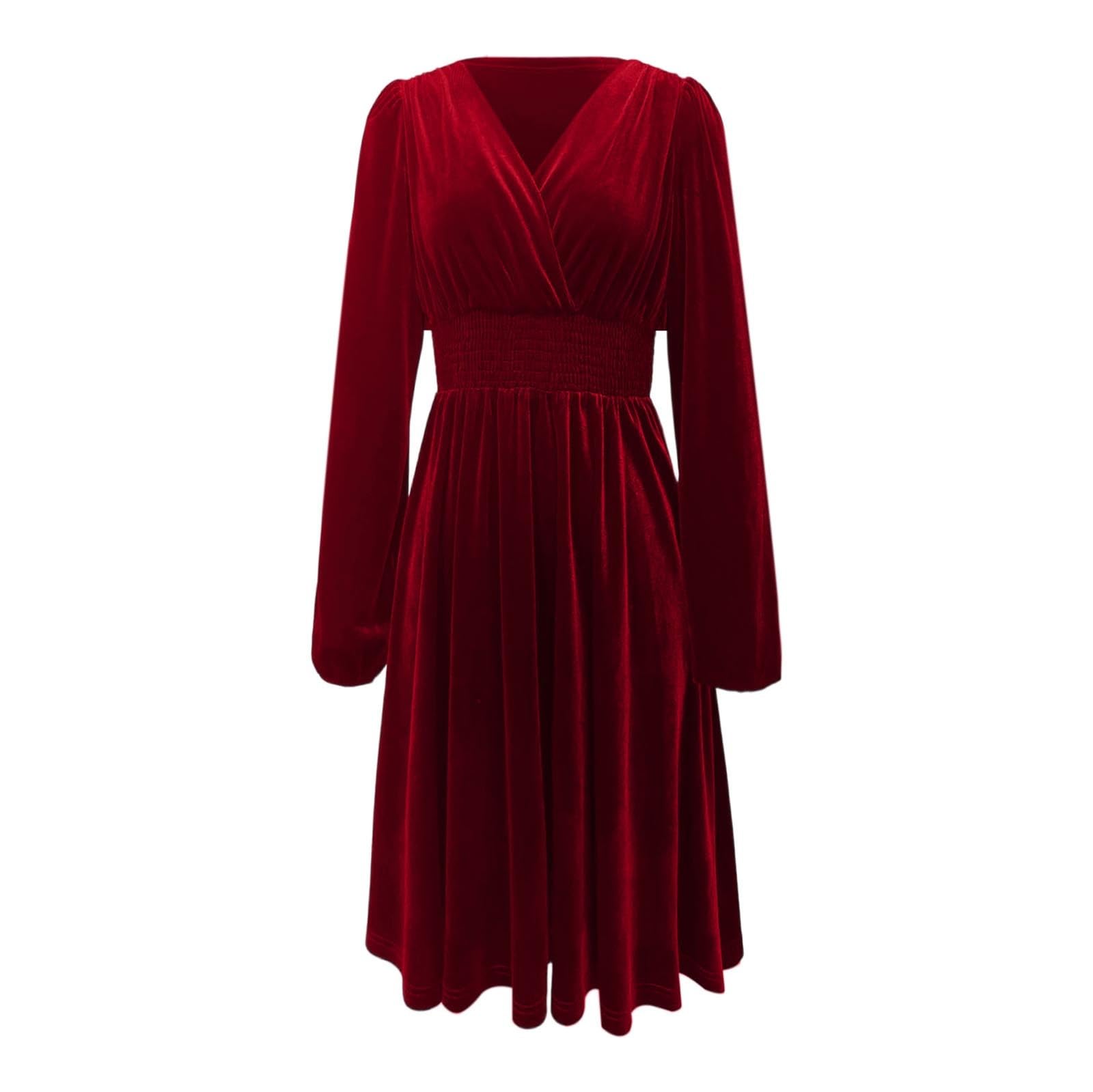 TTDGYYXW Freizeitkleider Strickkleid Damen Pulloverkleid Elegantes Herbstkleid Winterkleid Elegantes Samtkleid für Damen – Weich, Bequem, Fließend, A-Linie, Langarm, Perfekt für Festliche Anlässe