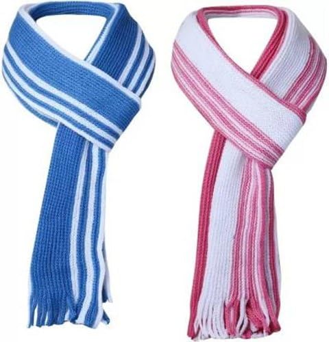 w+ Boy's Winter Woolen Muffler for Men and Women pack of 2 (Blue and Red)-picture-24