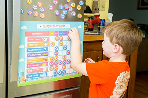 Image of Chore Chart for Kids Magnetic Responsibility Chart | 51 Chores, 60 Stars, Good Behavior Chart, For Wall or Refrigerator