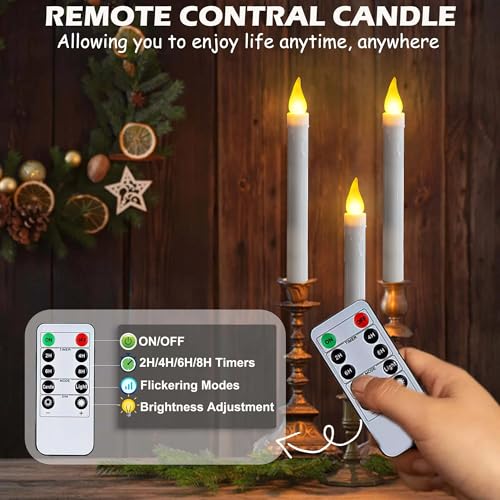 Image of Flameless Taper Candles with Suction Cups, 9.3in, Gold, 6pcs