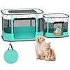 Portable Cat Playpen, 8-Rod Reinforced Kitten Dog Playpens, Foldable Play Pen for Indoor Cats Enclosed Pet Puppy Doggy Outdoor, Collapsible Tent Kennel Cage House(32″x24″x22″)