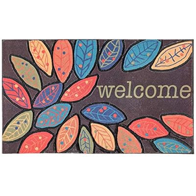 CHICHIC Door Mat, Welcome Mat 17x 30 Inch Front Door Mat Outdoors for Home Entrance Outdoors Mat for Outside Entry Way Doormat Entry Rugs, Heavy Duty Non Slip Rubber Back Low Profile, Leaves