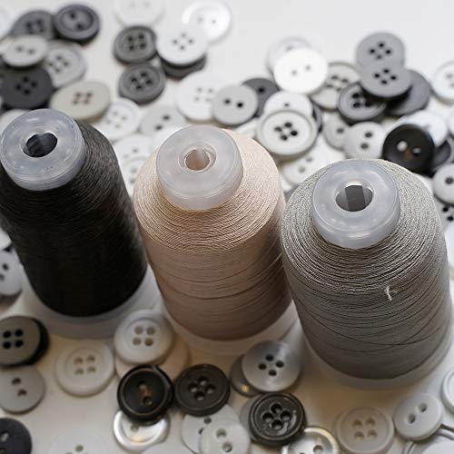 Hilo de algodón gris 1000 yd 2 capas suave miniatura 7