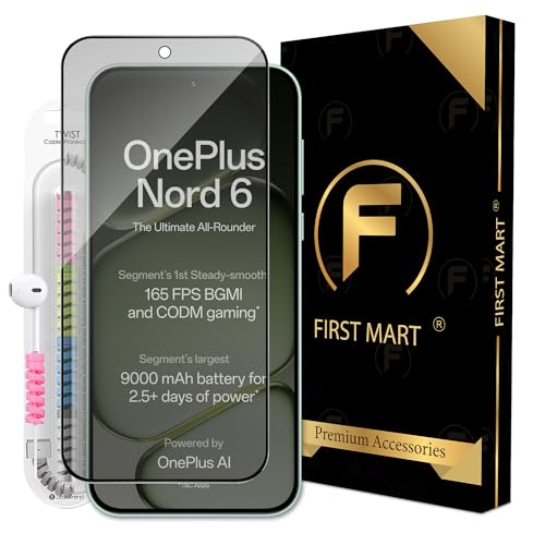 Image of FIRST MART Matte Gaming Tempered Glass for OnePlus Nord 6 5G (6.78 Inch) Edge to Edge Coverage, Cable Protector and Easy Installation kit| Matte