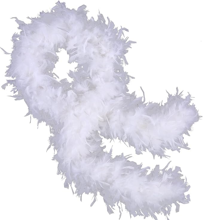 Boa en plumes de dinde – 1,8 m de long pour fête, Noël, centre de table, Halloween, costume, concert, animal de compagnie et décoration de la maison -...
