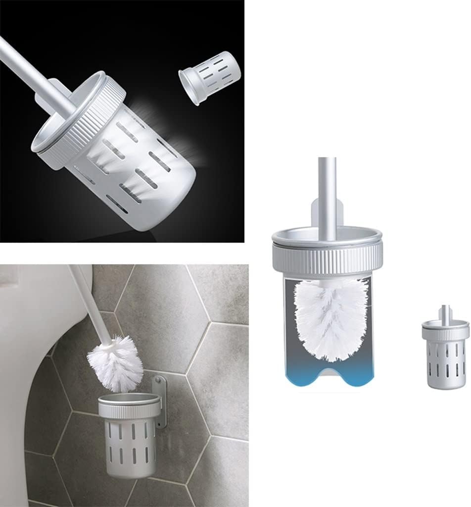 Toilet Brush Holder Toilet Brush Holder Household Wall-mounted Toilet Cleaning Brush 360° to Dead Ends Toilet Brushs Bathroom Cleaning Toilet Bowl Brush Toilet Brush Holders(Silver)