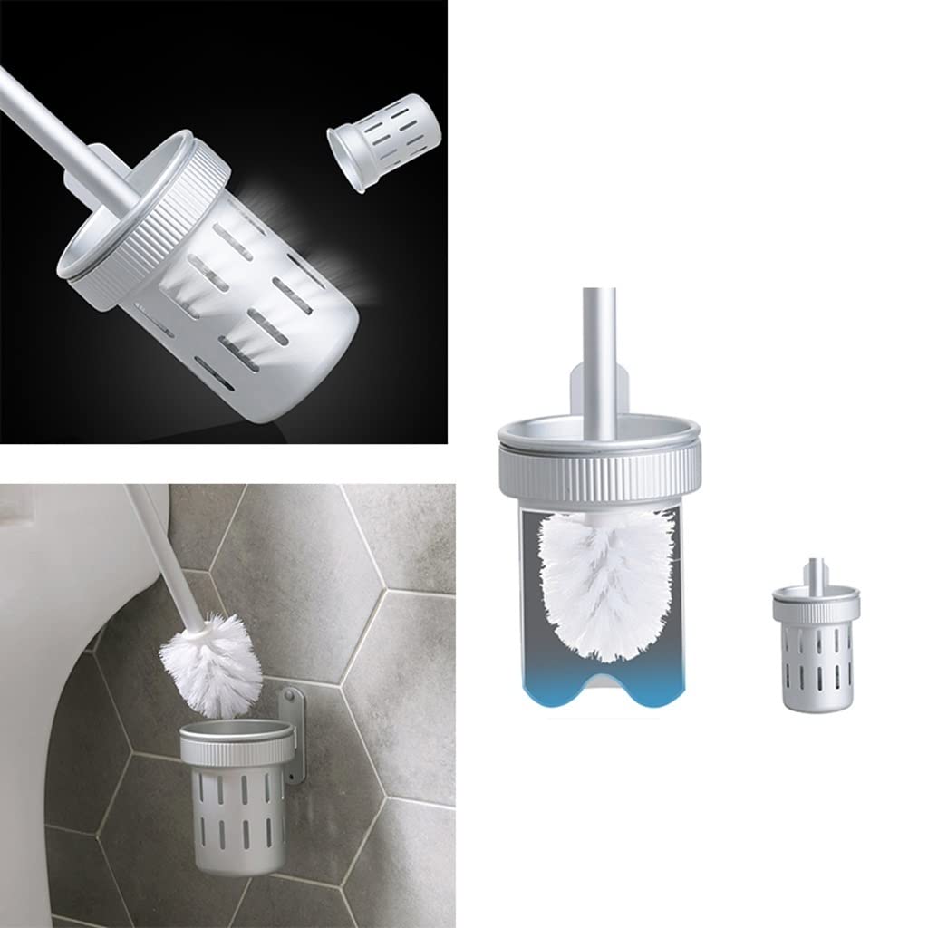 Escobilla Baño/Escobilla y Portaescobillas de Baño Escobillero for inodoro, cepillo de limpieza for inodoro montado en la pared for el hogar, 360 ° a extremos muertos, cepillos for inodoro, cepillo fo