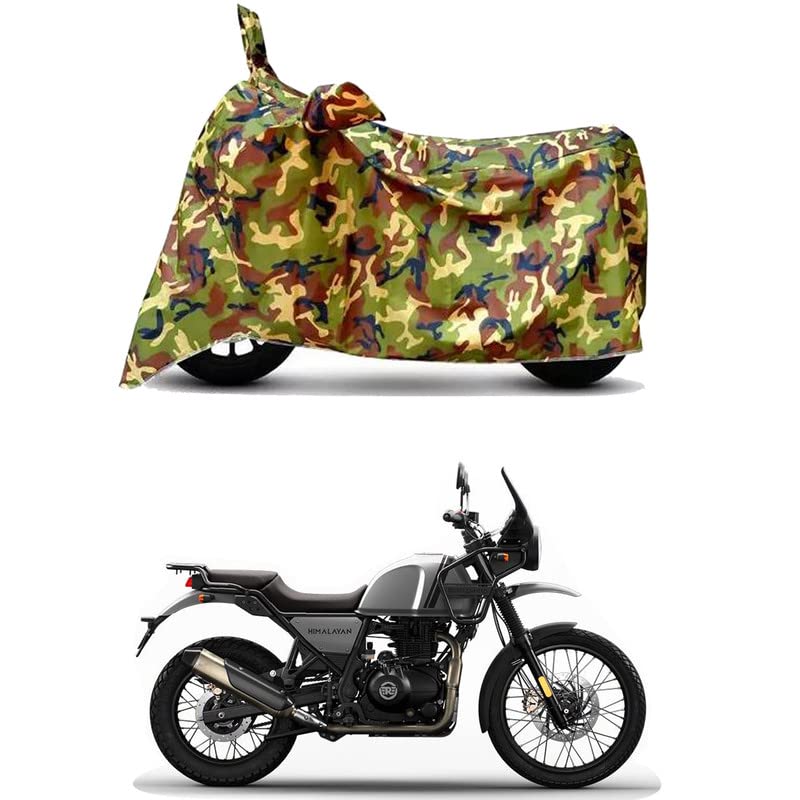 Image of Waterproof 100% PVC Coated Bike Scooty Two Wheeler Body Cover Compatible for Royal Enfie Himalayan Mirage /UV-Rays /Heat Protection /Birds Dropping /Scratchproof /Dust Proof [6X6 Jungle Print]