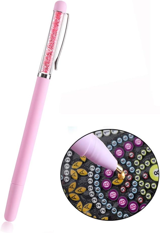 Crystal 5D Diamond Painting Pen, DIY Point Drill Crafts,Embroidery Pens，Sewing Cross Stitch Accessories 1pc (Pink)
