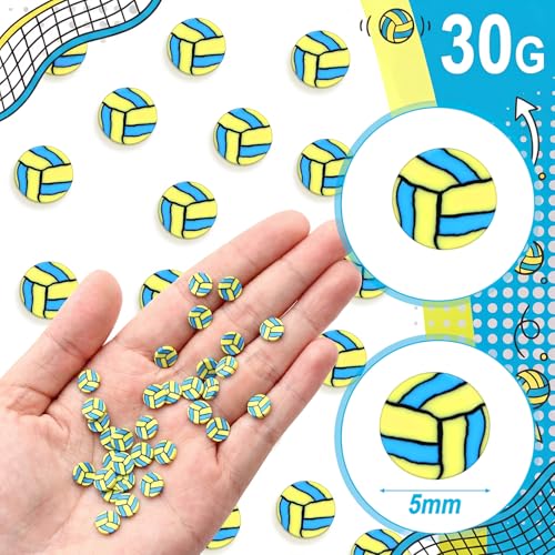 Image of Weysat 30g Beach Volleyball Polymer Clay Slices 0.2 Inch Mini Clay Volleyball Pieces Tiny Sports Sprinkles Ball Confetti for Clips Nail DIY Craft Party Decoration Favors for Team Sports Lover