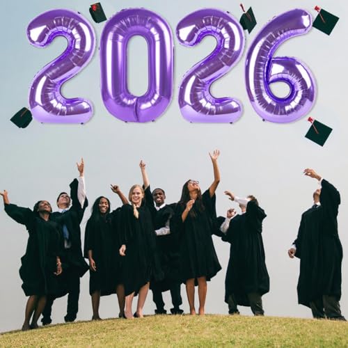 Image of 2026 Balloon Numbers Party Decorations, 40In Purple Balloons | Eye-catching Appearance, Perfect Decorative Centerpieces, Convenient Self-sealing Structure, Widely for Various Occasions