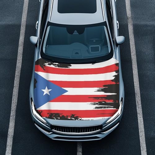 Image of Puerto Rico Flag Car Hood Cover Sunshade Windshield Hood All Season Protection Outdoor Foldable Protective Cover, Universal for Cars