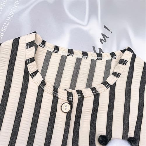 Kids Boys Girls Cotton Linen Activewear Set Striped Sleeveless Top and Pants Athletic Matching Set Panda Applique Loung𝐞wear3