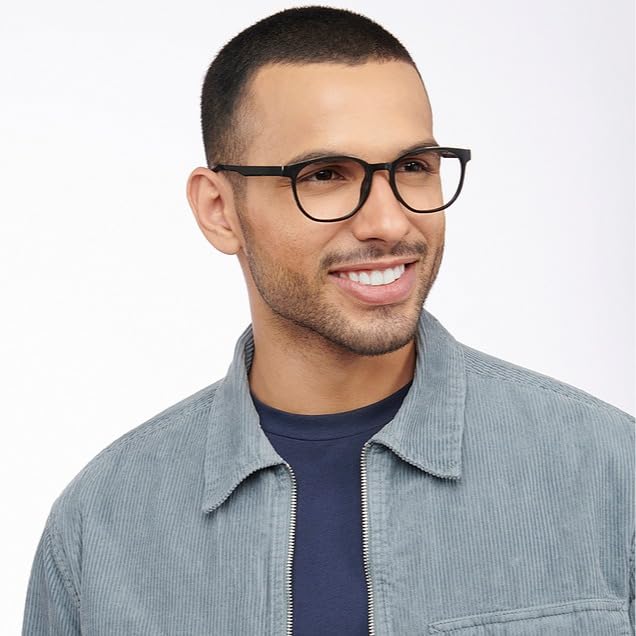 LENSKART BLU | Zero Power Blue Cut Computer Glasses | Anti Glare, Lightweight & Blocks Harmful Rays | UV Protection Specs | Black | Men & Women | Large | LB E14061 1