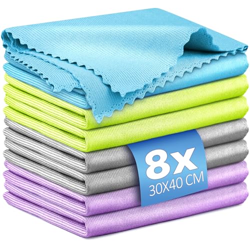 Airlab 8X Bayeta Cristales Sin Pelusa, Paños Magicos Limpiacristales, Ballets de Microfibra, Paños de Limpieza para Coches Ventanas, Trapos Abrillantador para Espejos Hogar Bar Cocina Vajilla, 40x30cm