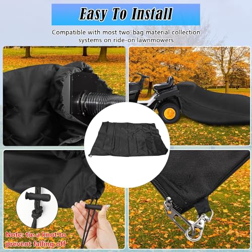 Fabater Rasentraktor-Laubbeutel, Oxford-Stoff, Rasenmäher-Laubbeutel, Garten-Laubgras-Fangbeutel mit Reißverschluss, Kordelzug und Netz, Schnelle und Einfache Laubsammlung