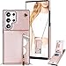 Ephoou Crossbody Women Wallet Case for Samsung Galaxy S23 Ultra (Not S23) with Card Holder, Removable Shoulder Lanyard Strap Purse Cover for Samsung Galaxy S23 Ultra Zipper Phone Case Rose Gold