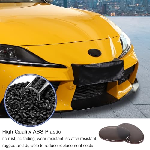 Image of Daeiclru Smoked Front Grille Rear Tailgate Emblem Cover Compatible with Toyota Supra GR A90 A91 MK5 2019-2026, ABS Front Rear Logo Overlay Decorative Protection Cover Accessories 2PCS