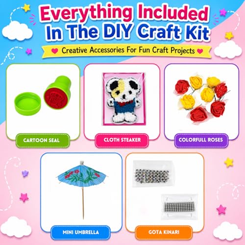 Image of Batasha Staples Arts & Crafts Activity Kit for Kids Ages 5-12 Years - 225+ Pieces DIY Craft Supplies Box with Paints, Beads, Feathers, Stickers, Pipe Cleaners & Decorative Accessories, School Project Materials, Creative Learning Toy for Boys & Girls (Assorted)